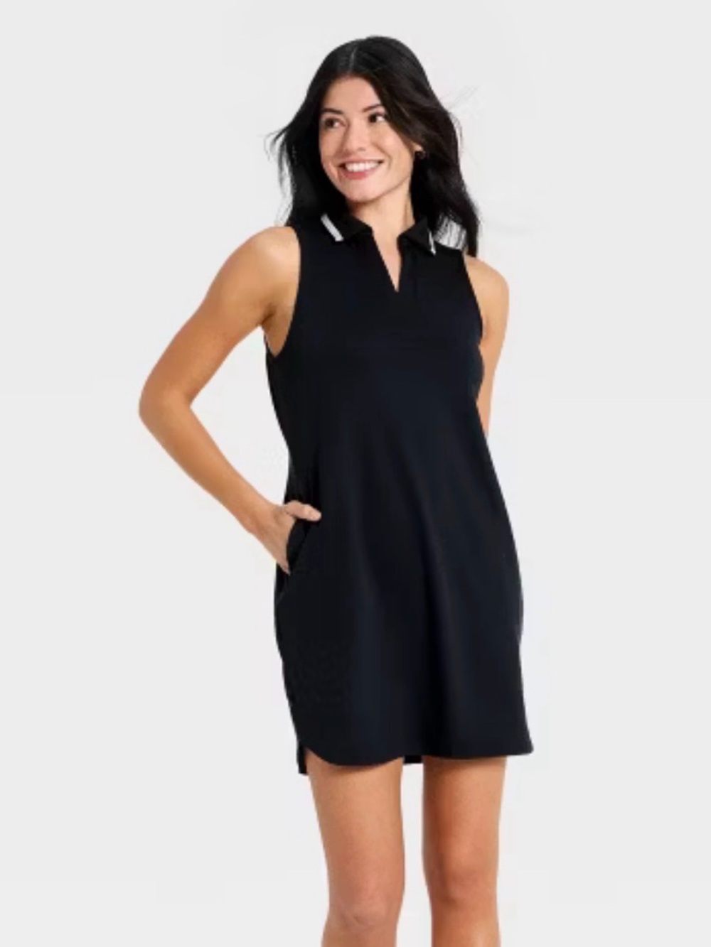 all in motion Collared Tennis Dress in Black